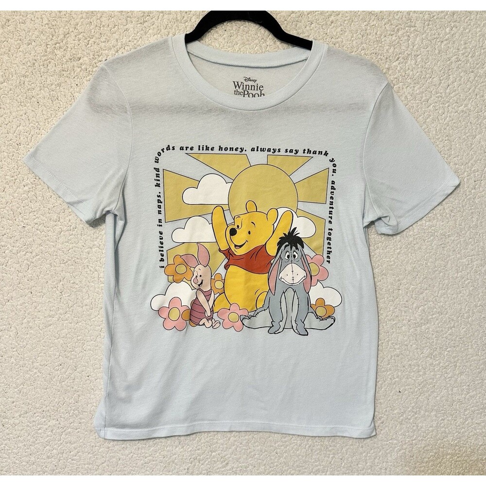 Disney Shirt Size XS Blue Short Sleeve Winnie the Pooh Piglet Eeyore